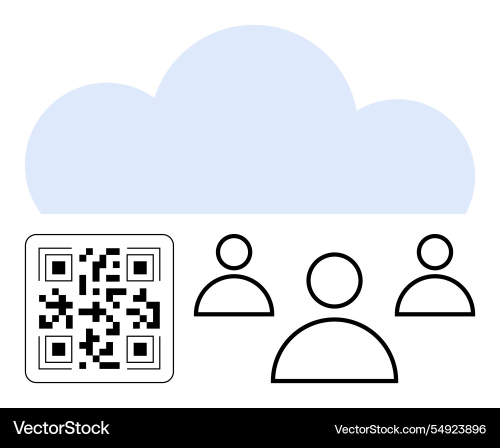 Qr code user icons and cloud symbolizing digital Qr code user icons and cloud symbolizing digital Vector Image