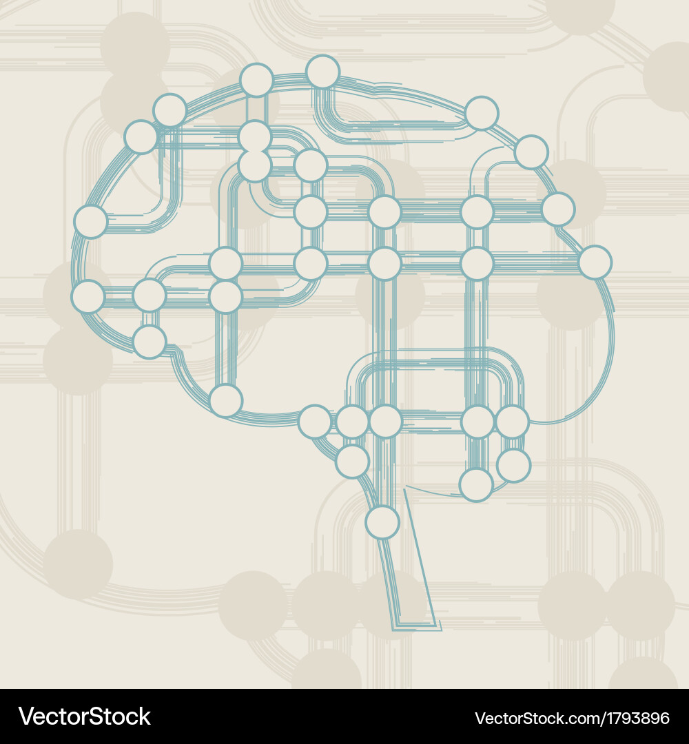Retro circuit board form of brain vector image
