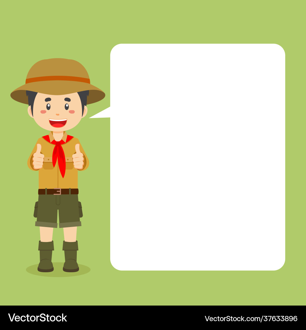 Scout character making thumb up with speech vector image