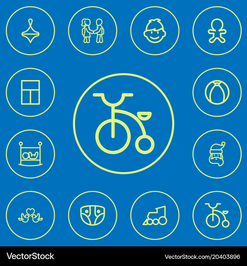 Set of 12 editable relatives icons line style vector image