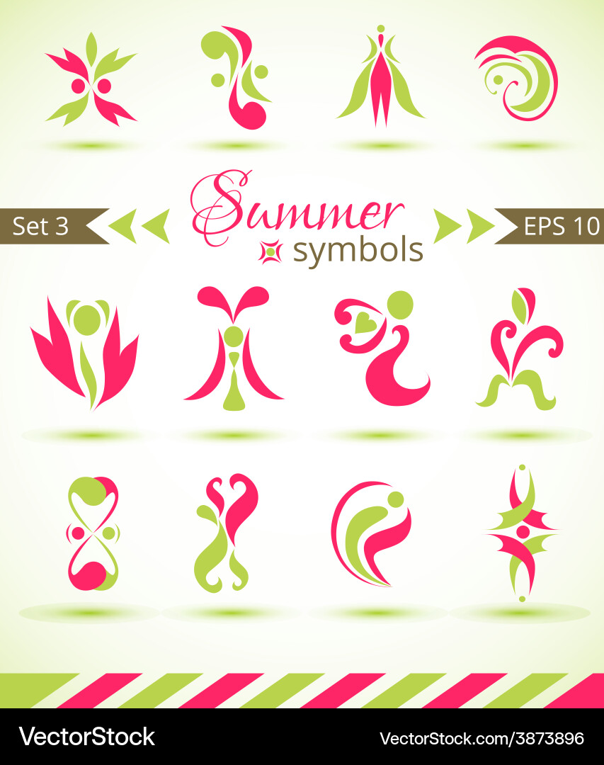 Set of different abstract flat summer and spring vector image