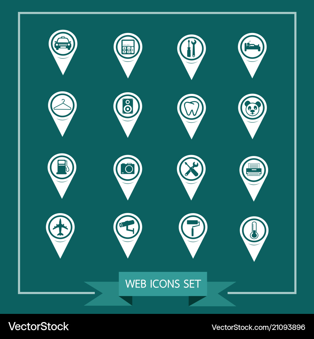 Set of map pointer icons for website Vector Image