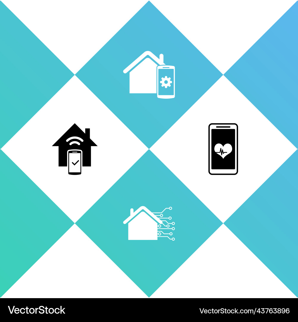 Set smart home remote control system and mobile Set smart home remote control system and mobile vector image