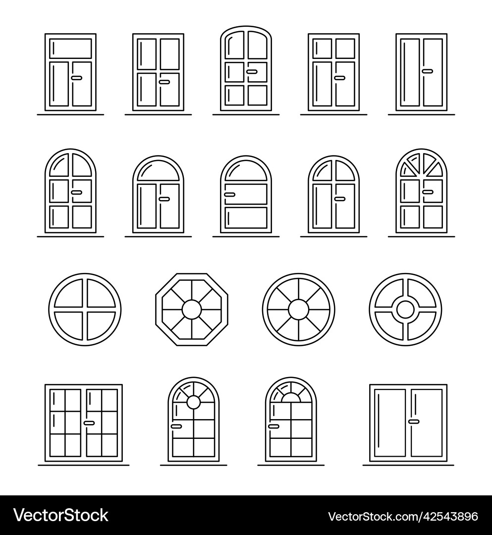 Set windows line icon architecture elements Set windows line icon architecture elements Vector Image