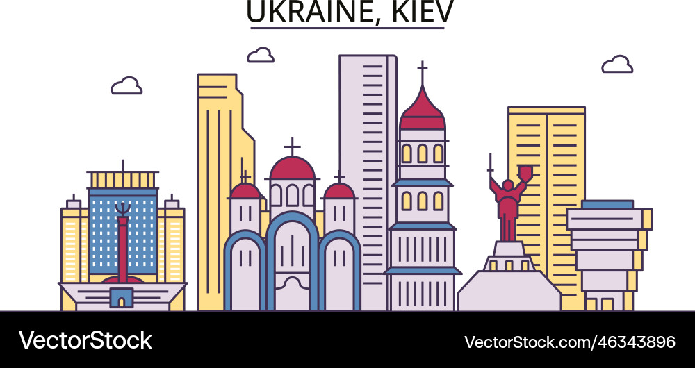 Ukraine kiev tourism landmarks city Ukraine kiev tourism landmarks city vector image