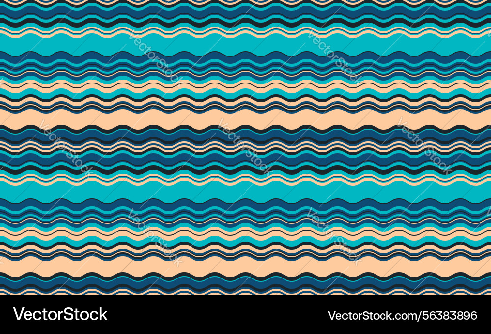 Vibrant wavy stripes in teal blue and peach Vector Image