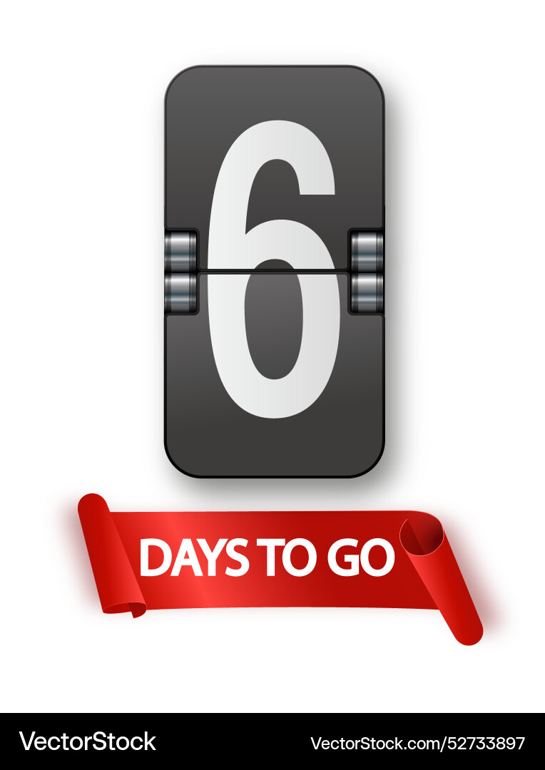 6 days to go icon set countdown of remaining Vector Image