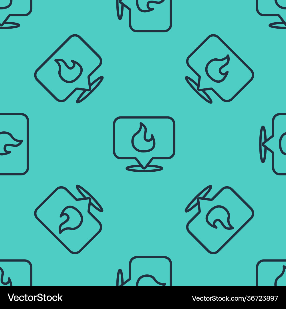 Black line map pointer with fire flame icon Black line map pointer with fire flame icon vector image