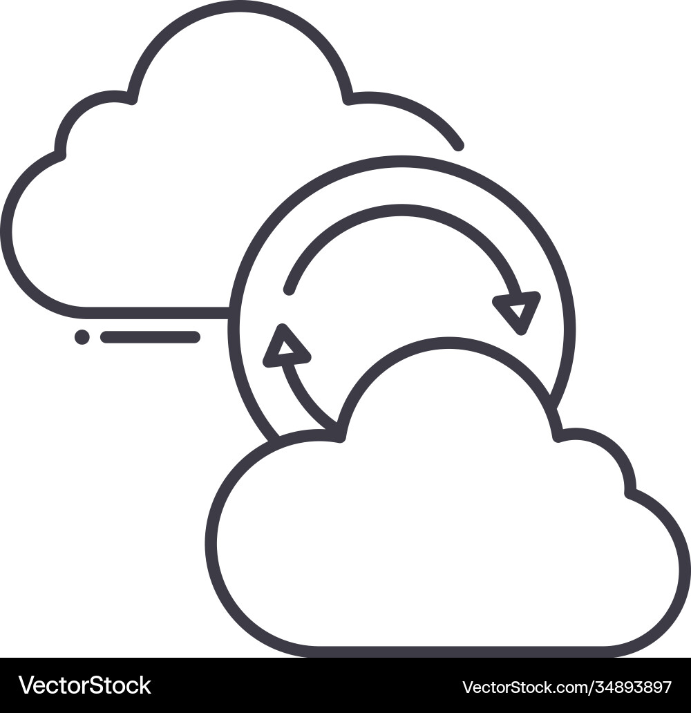 Cloud synchronize icon linear isolated Cloud synchronize icon linear isolated vector image