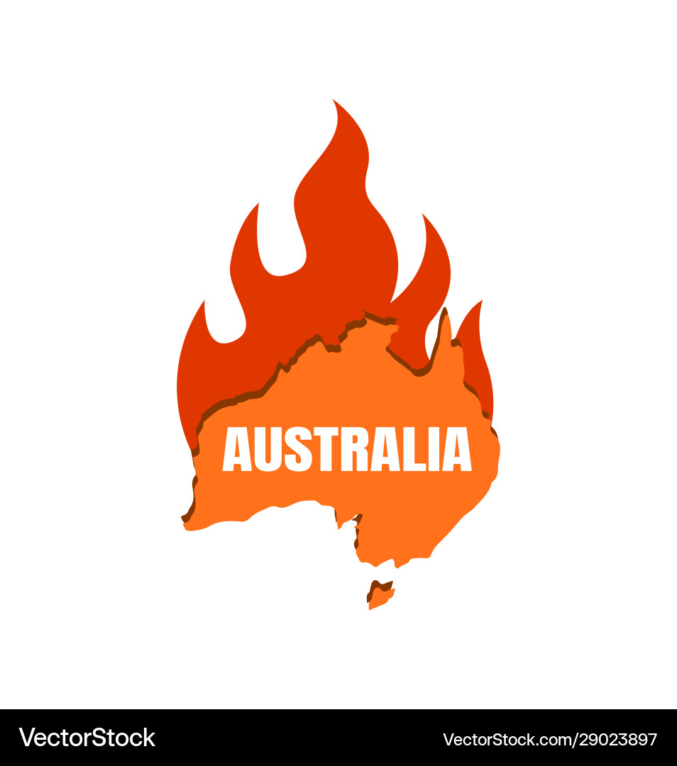Continent australia on fire map Continent australia on fire map vector image