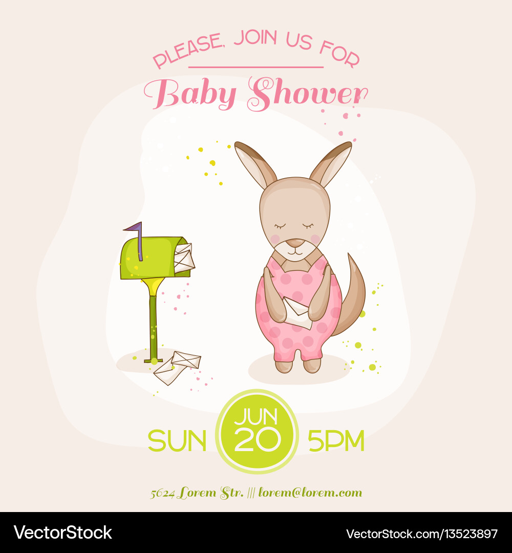 Cute Kangaroo Baby Shower Card Vector Image