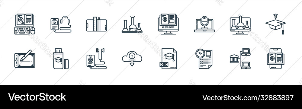 Elearning line icons linear set quality Elearning line icons linear set quality vector image