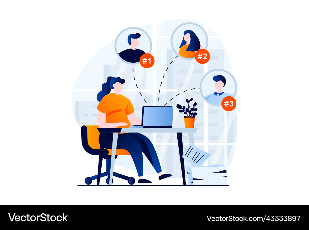 Employee hiring process concept with people scene vector image