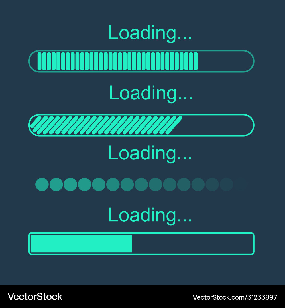 Futuristic progress loading bar set indicators Vector Image