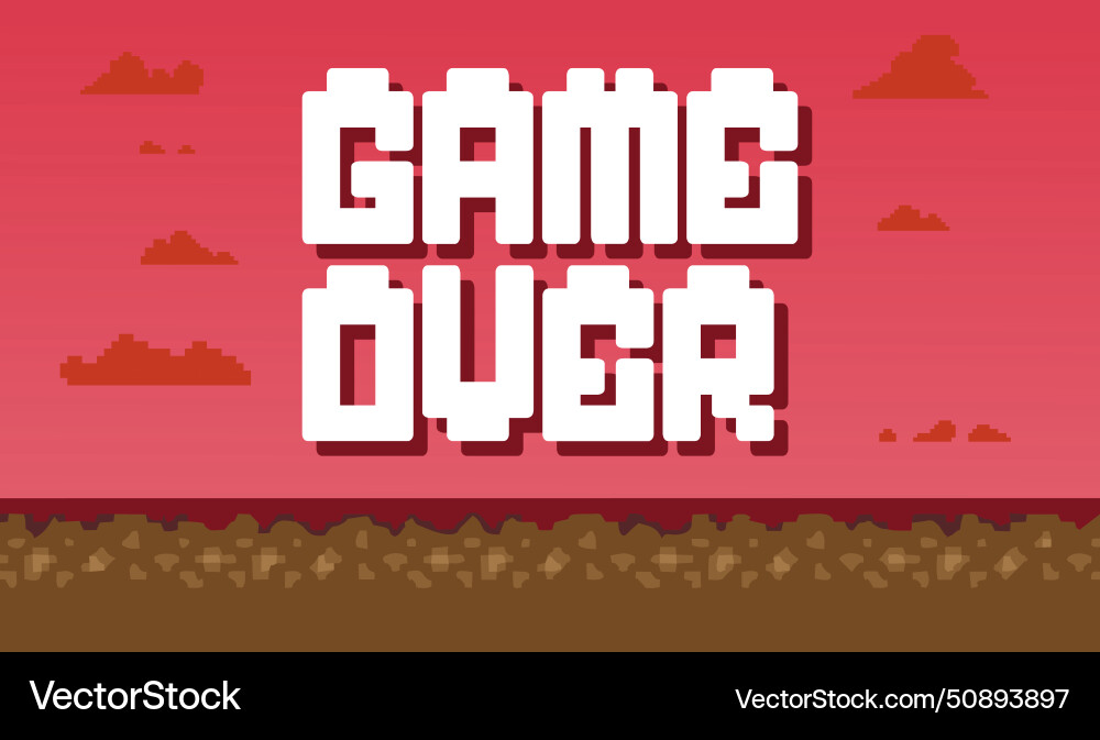 Game over with pixel style background Game over with pixel style background vector image