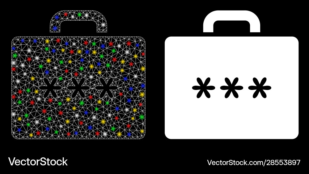 Glossy mesh 2d cipher case icon with flash spots Glossy mesh 2d cipher case icon with flash spots vector image