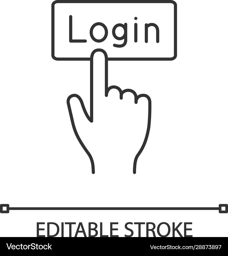 Login button click linear icon Login button click linear icon vector image