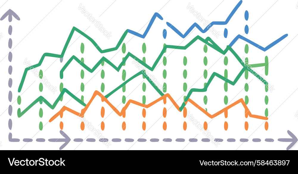 Multi-Line Data Trend Chart Vector Image