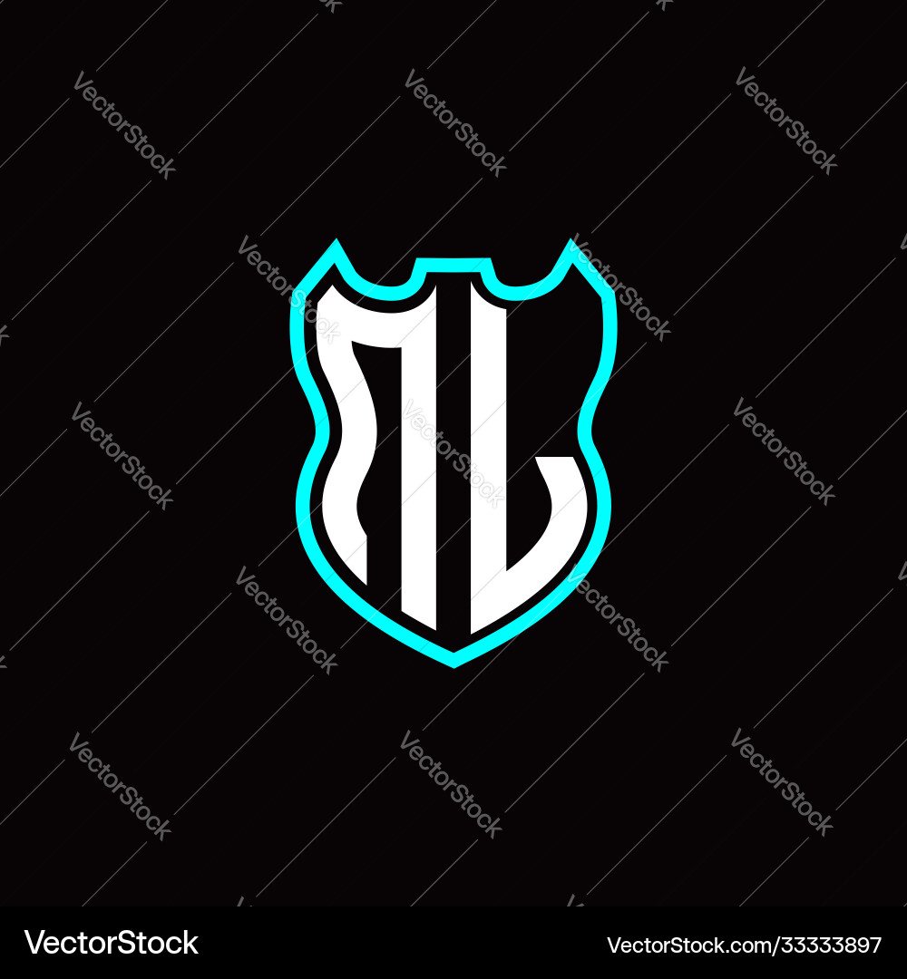 N l initial logo design with shield shape vector image