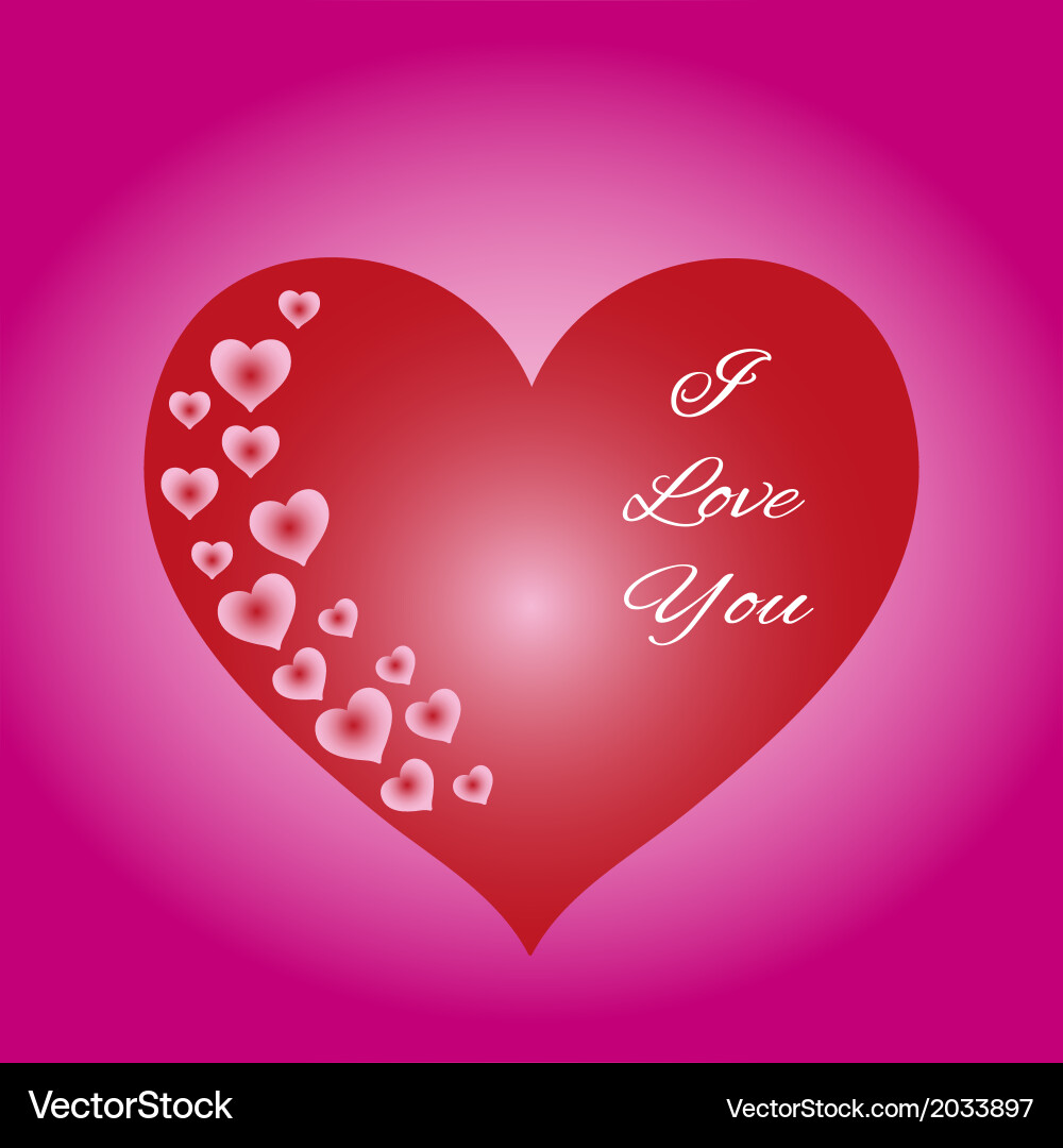 Pattern of hearts with text card isolated object vector image