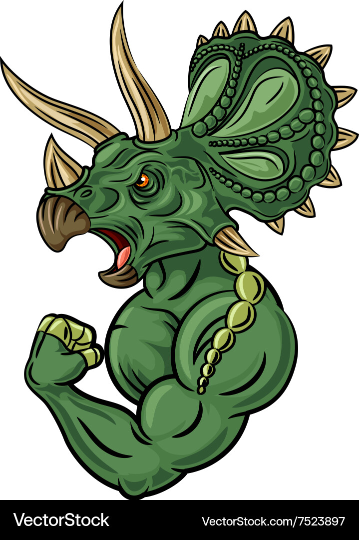 Powerful Triceratops Cartoon Vector Image