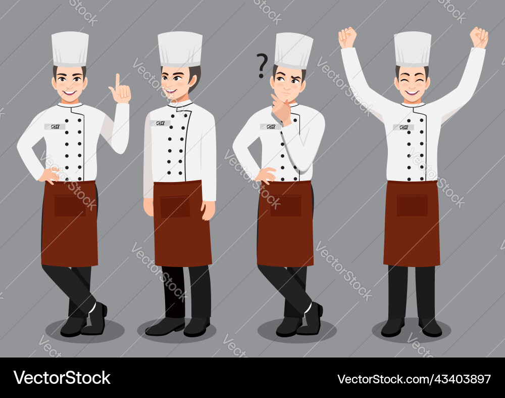 Professional man chef working character design Professional man chef working character design Vector Image