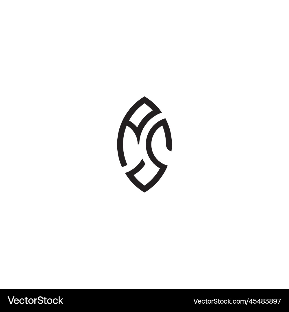 Ps leaf shape line initial concept with high Ps leaf shape line initial concept with high Vector Image