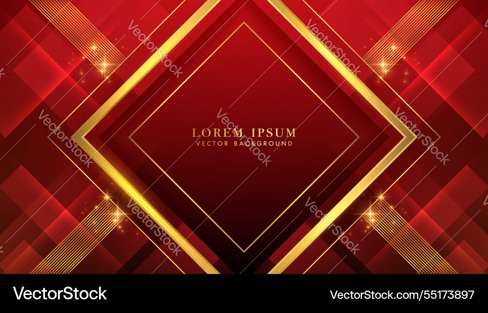Red and golden square shape with sparkle glowing Red and golden square shape with sparkle glowing vector image