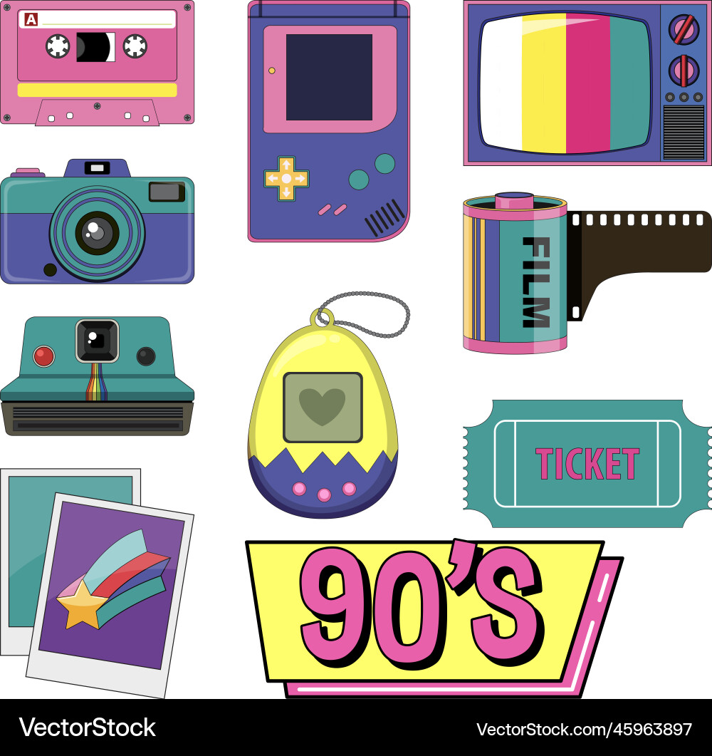 Retro objects and elements set Retro objects and elements set vector image