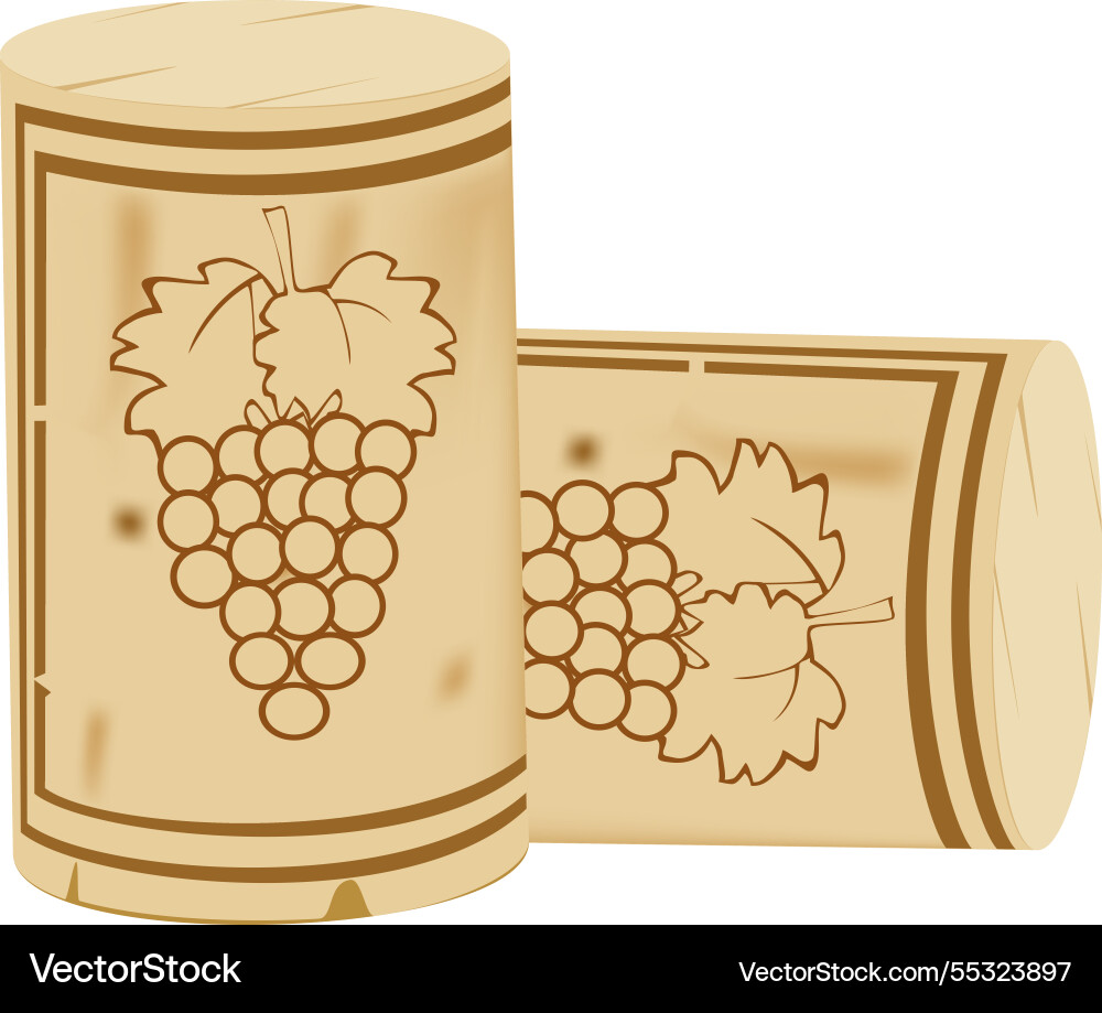 Rustic wine corks with grape design Vector Image