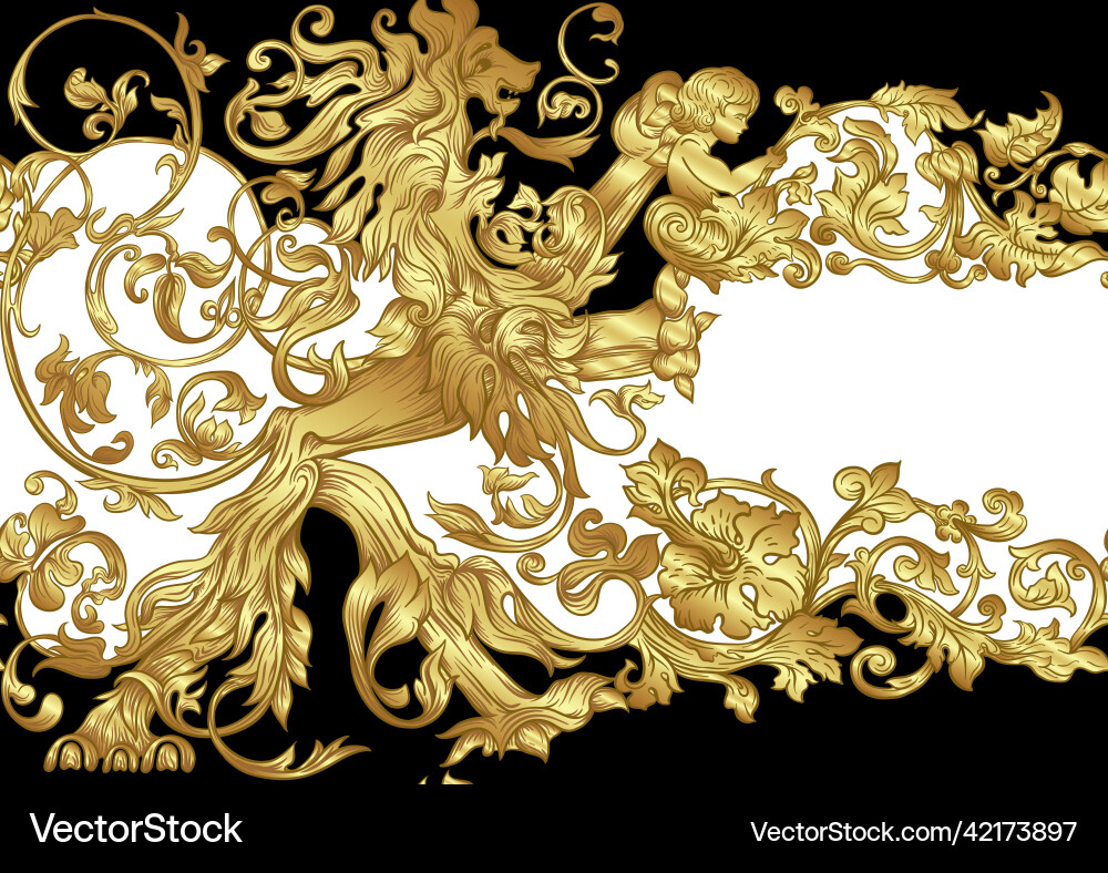 Seamless pattern background in baroque rococo Seamless pattern background in baroque rococo vector image