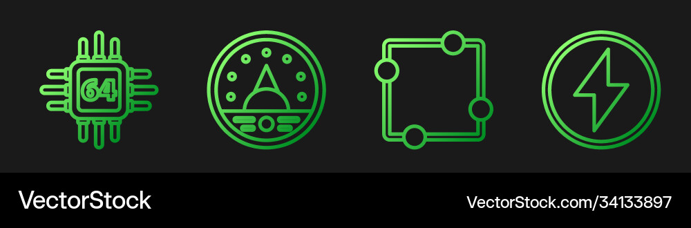 Set line electric circuit scheme processor Vector Image