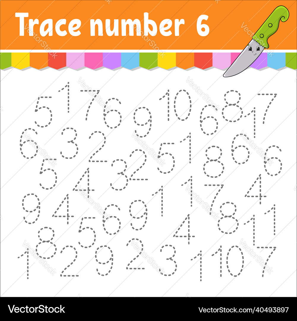 Trace number handwriting practice learning Trace number handwriting practice learning Vector Image