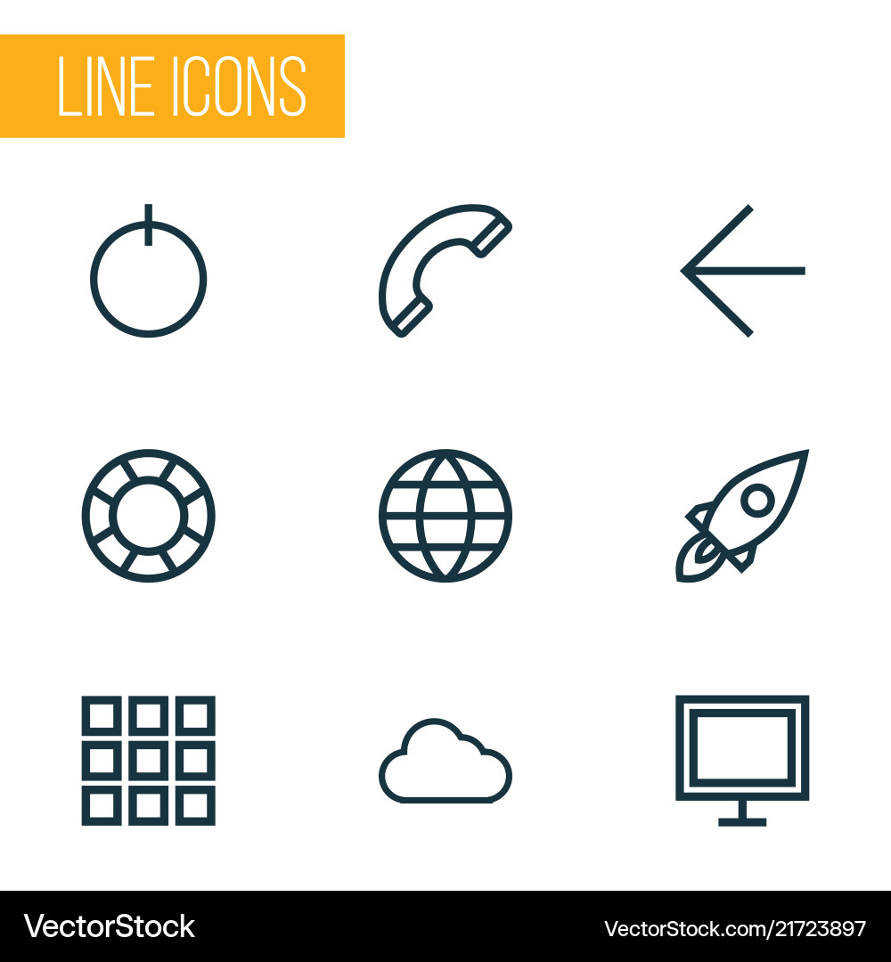 User icons line style set with button earth User icons line style set with button earth vector image