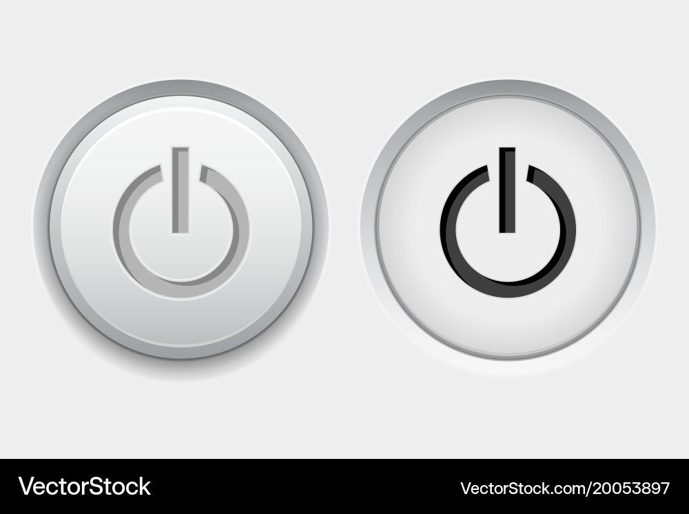 White Power Round Buttons - Set vector image