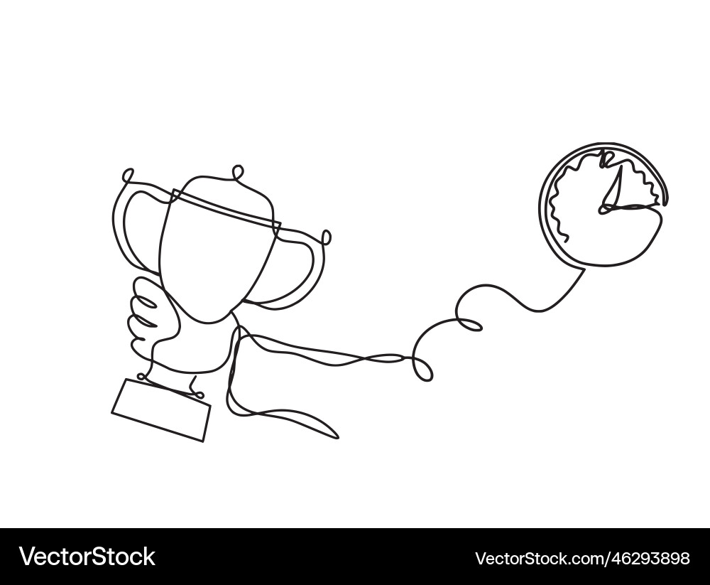Abstract cup with clock as continuous lines Abstract cup with clock as continuous lines vector image