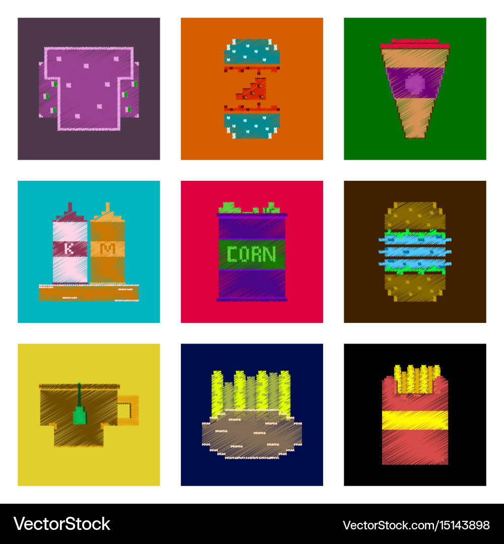 Assembly of flat shading style pixel icon fast Vector Image
