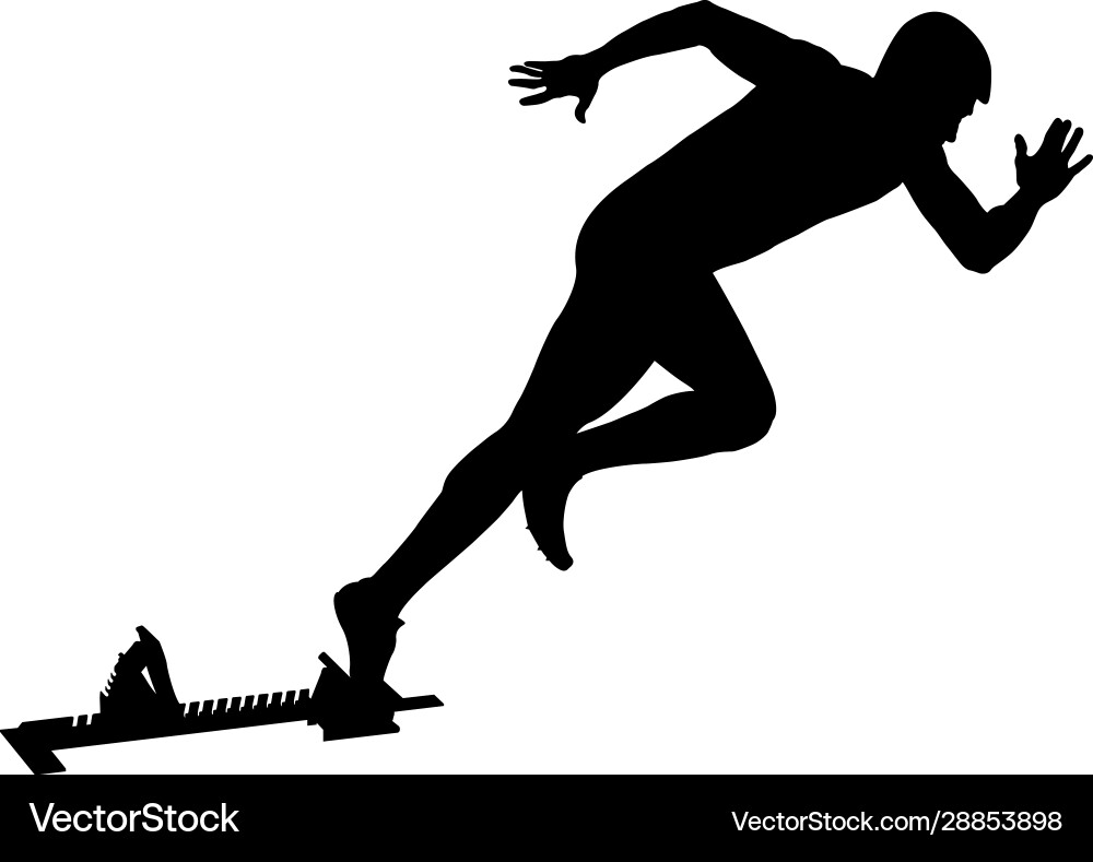 Athlete Sprinting from Blocks Vector Image