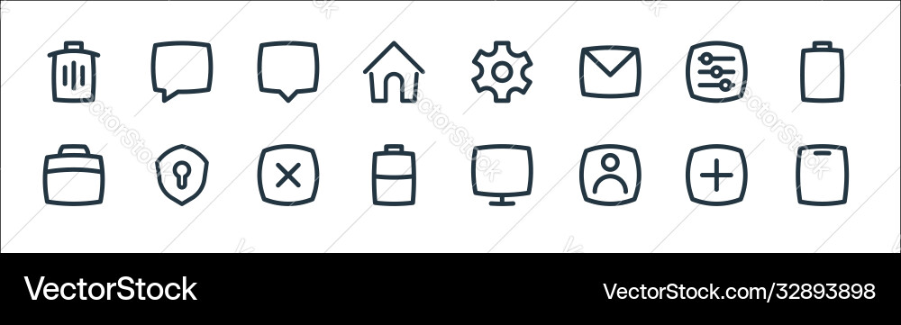Basic ui line icons linear set quality Basic ui line icons linear set quality vector image