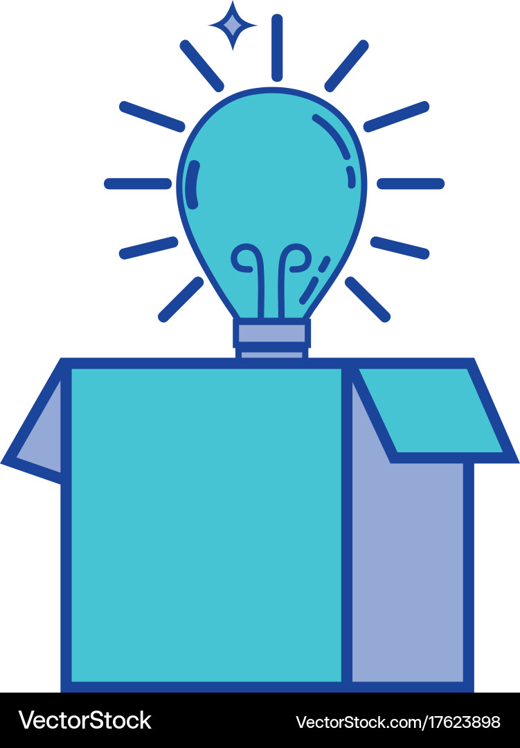 Box package open with bulb idea vector image