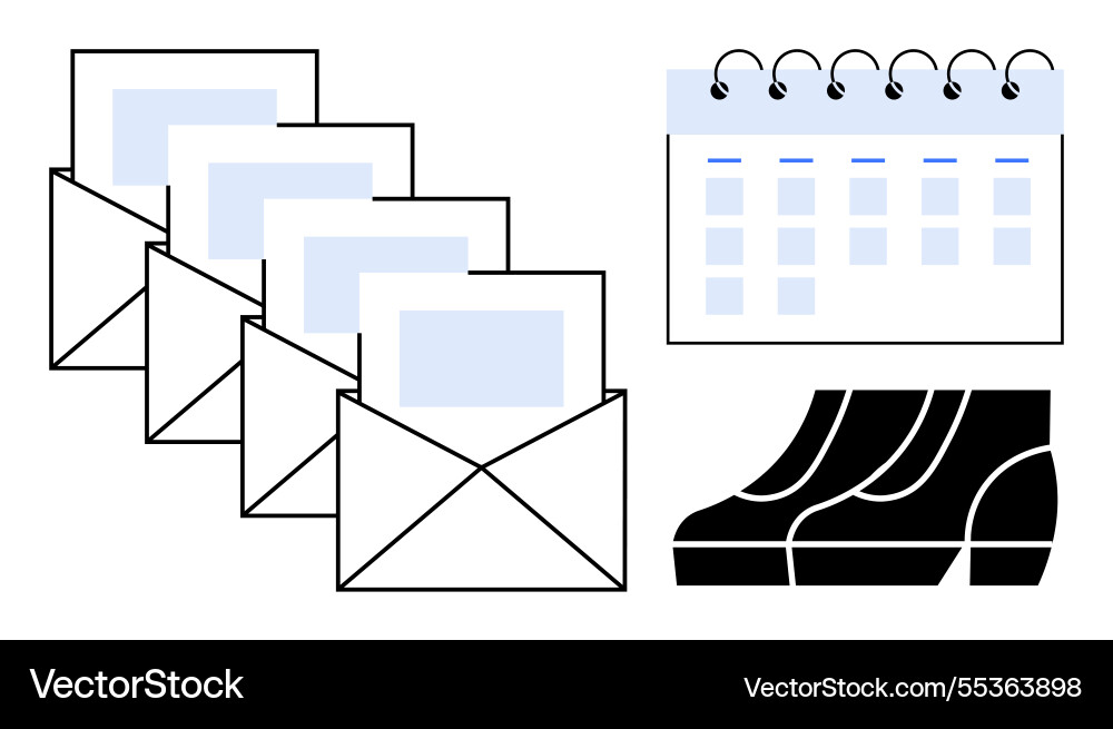 Email communication and scheduling Email communication and scheduling vector image
