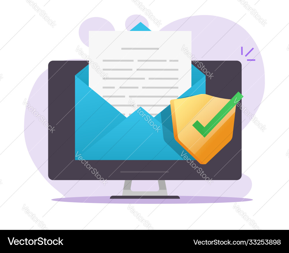 Email document secure shield online Email document secure shield online vector image