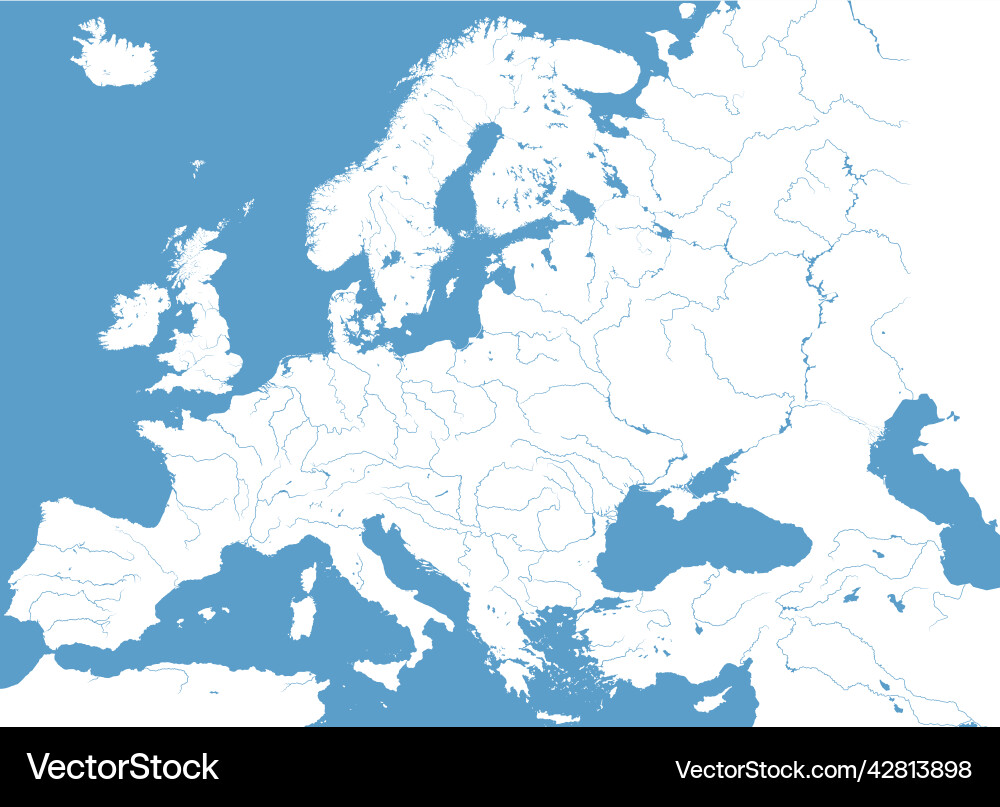 Europe Main Rivers High Detailed Map Royalty Free Vector Europe Main Rivers High Detailed Map Vector 42813898