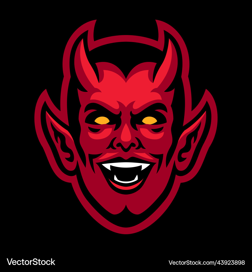 Fiendish Devil Head Logo Vector Image