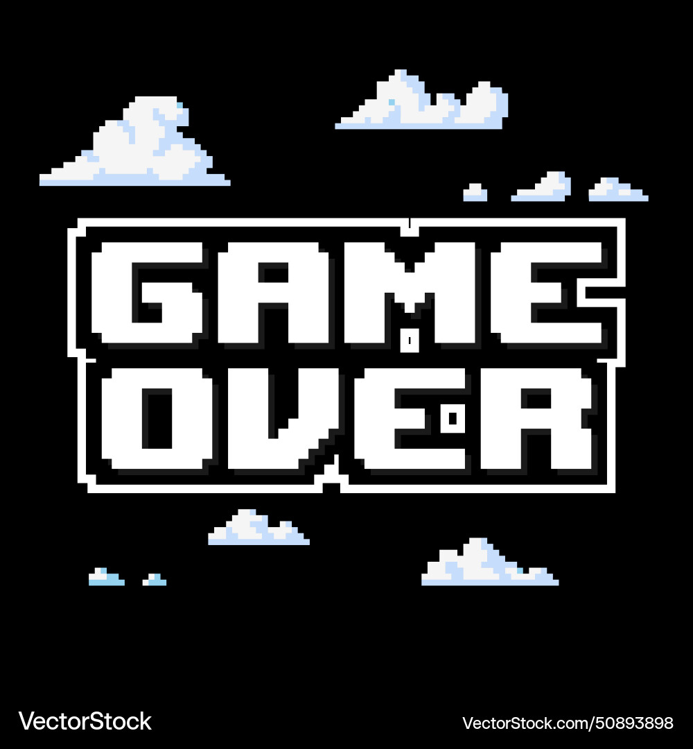 Game over with pixel style background vector image