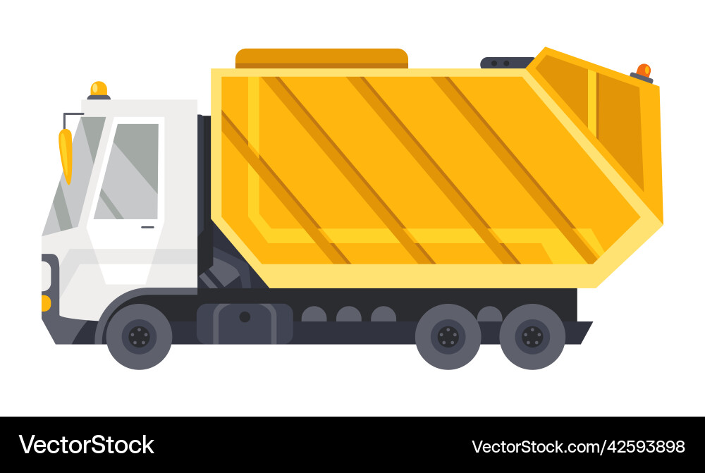Garbage truck with auto loader collection Garbage truck with auto loader collection vector image