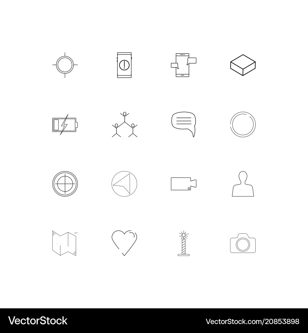 Interface linear thin icons set outlined simple vector image