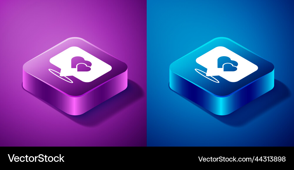 Isometric map pointer with heart icon isolated vector image