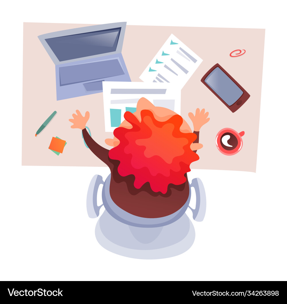 Man image at desktop workflow workspace Man image at desktop workflow workspace vector image