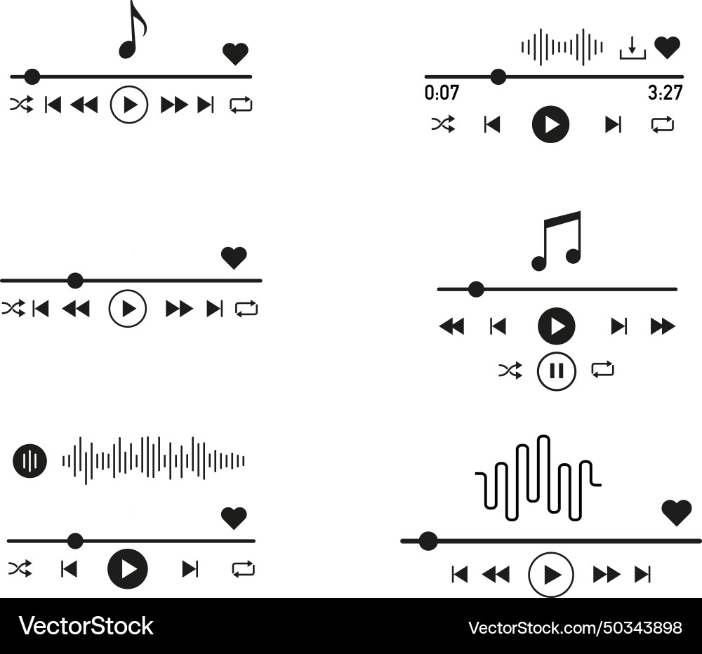 Music player interface design simple ui ux vector image